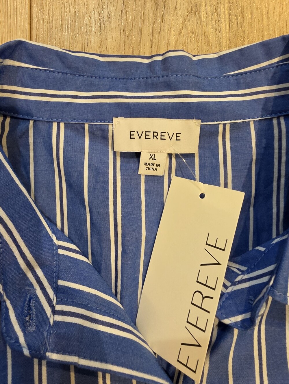 Evereve Delaney Blue White Stripe Button Front Shirt Dress XL NWT - Picture 4 of 5